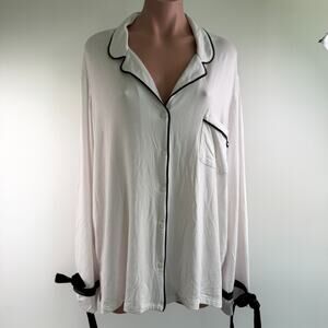 Victoria's Secret Modal Long Sleeve Button Down PJ Top Sleepwear White XXL NWT